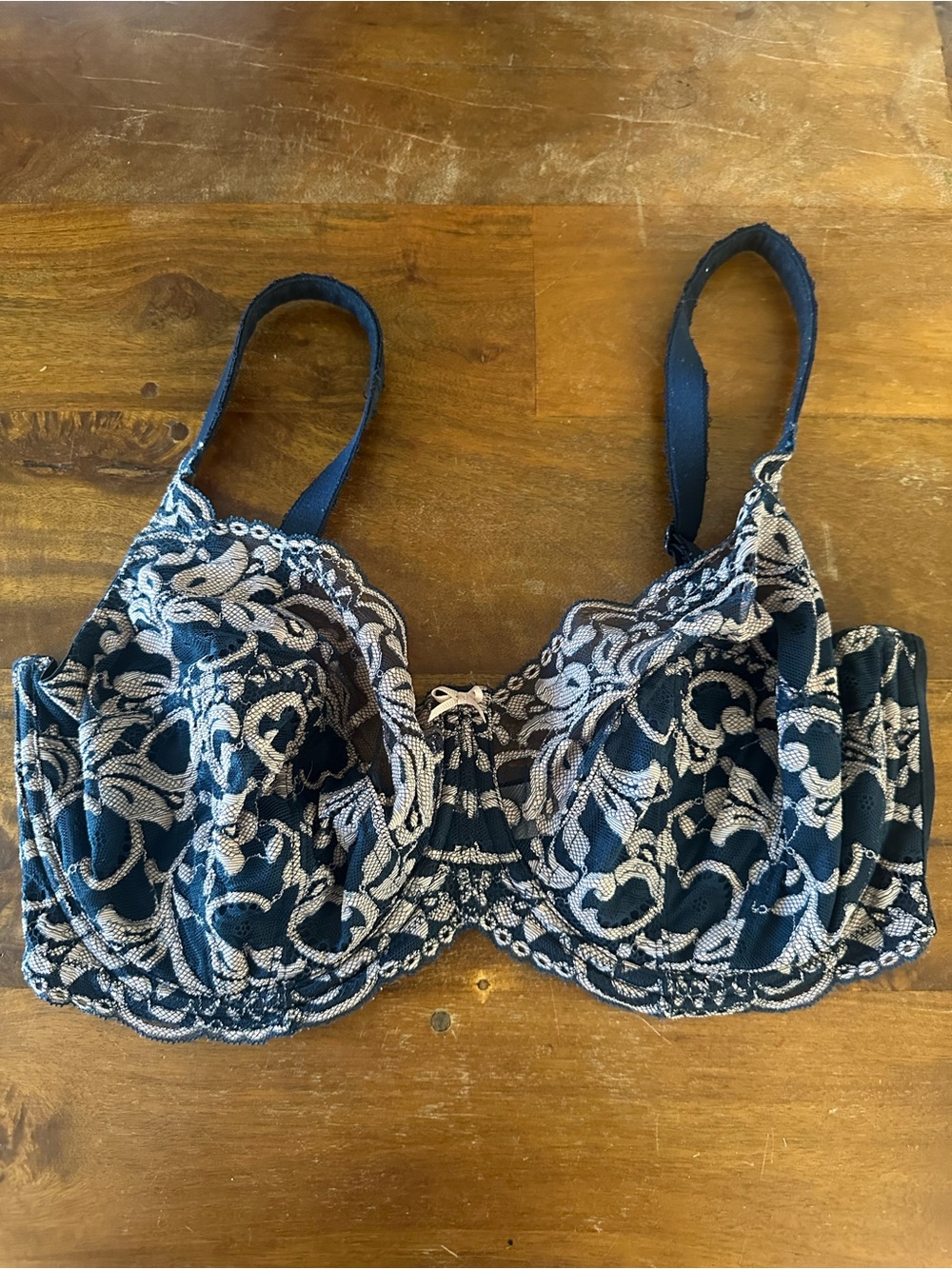 Panache Orianne Lace Underwire Bra with Embroidery Navy cream 38FF 38H